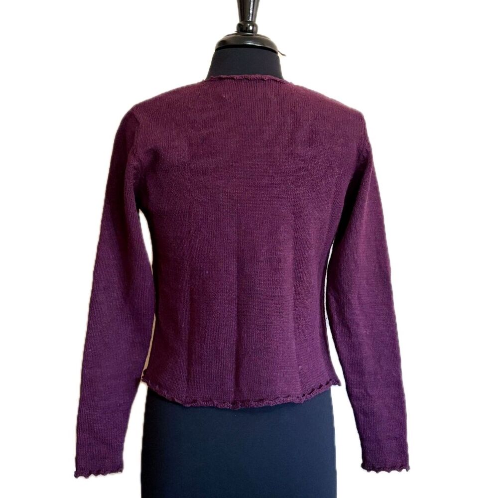 Wool and Cotton Embroidered Flower Cardigan Vtg Small - Picture 4 of 6
